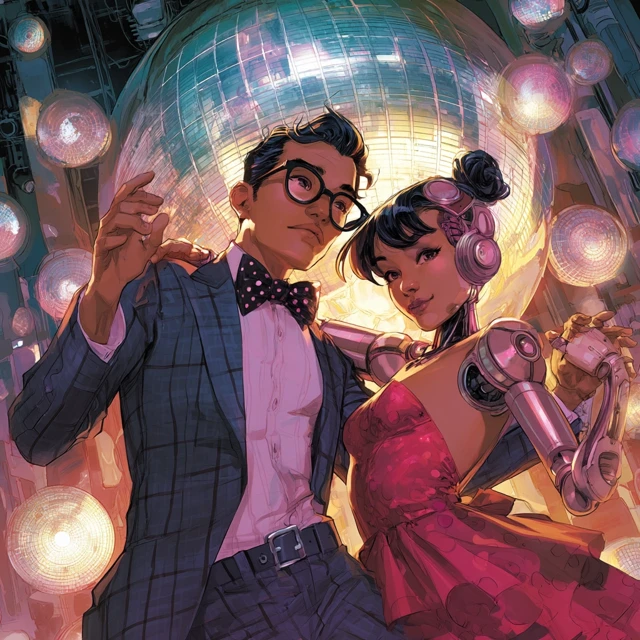 Retro Romance Man and Android Album Cover Art