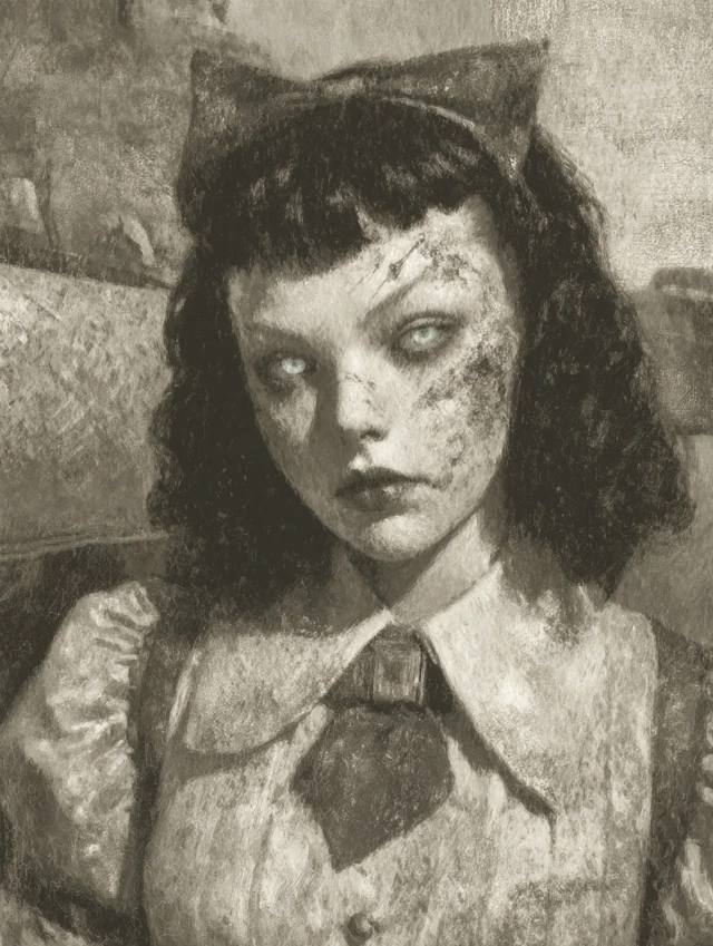 Creepy Little Peggy Sue Horror Painting