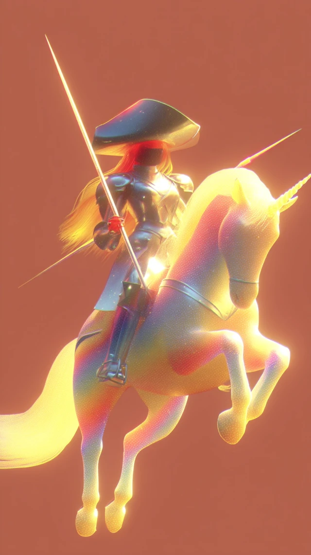 Fantasy Unicorn Rider Illustration Semi Realistic Style