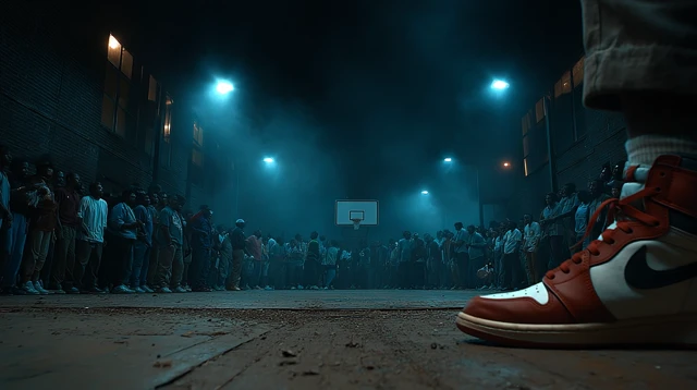 BRED Jordan 1 Sneakers on Basketball Court