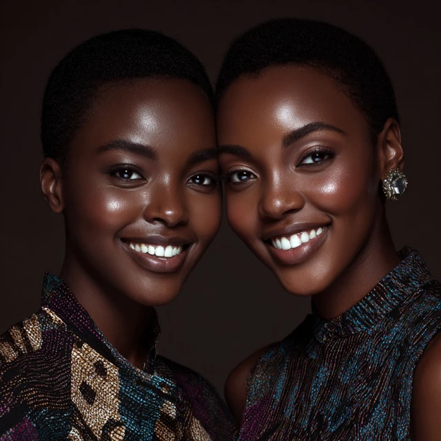 African Skincare Models Smiling Photo Realistic