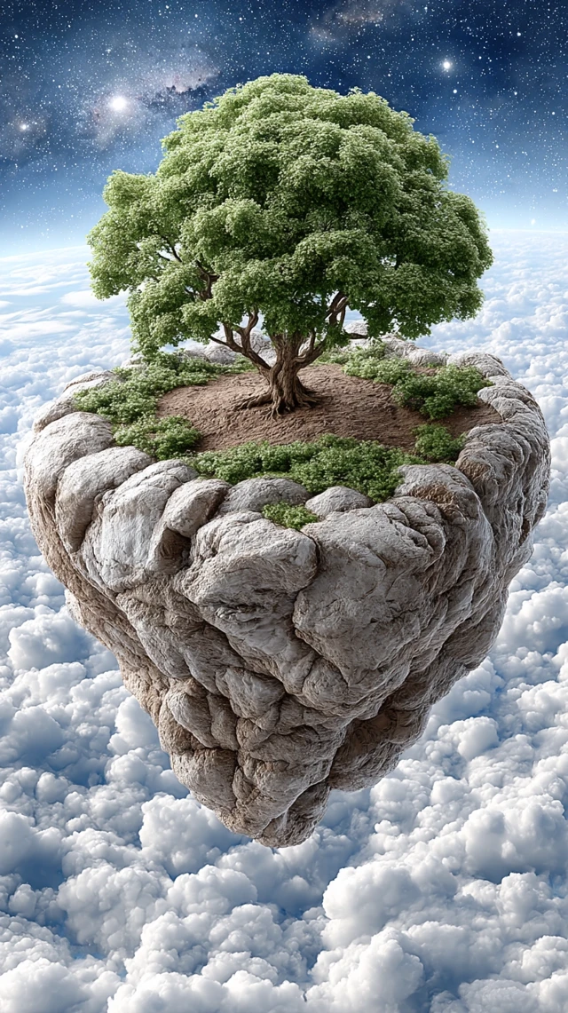 Floating Island with Tree and Stars