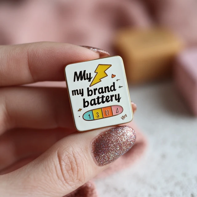 Social Battery Enamel Pin Cute Accessory Gift