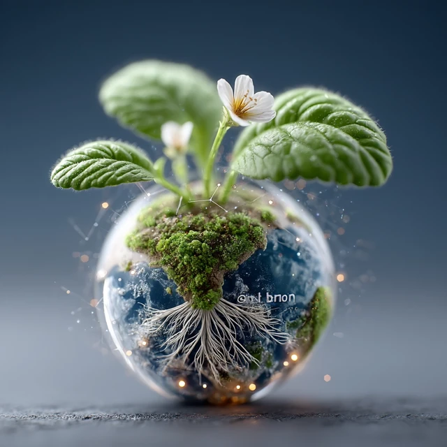 Global Growth Concept Earth with Sprout and Roots