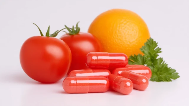 Natural Supplements Fresh Tomatoes and Oranges