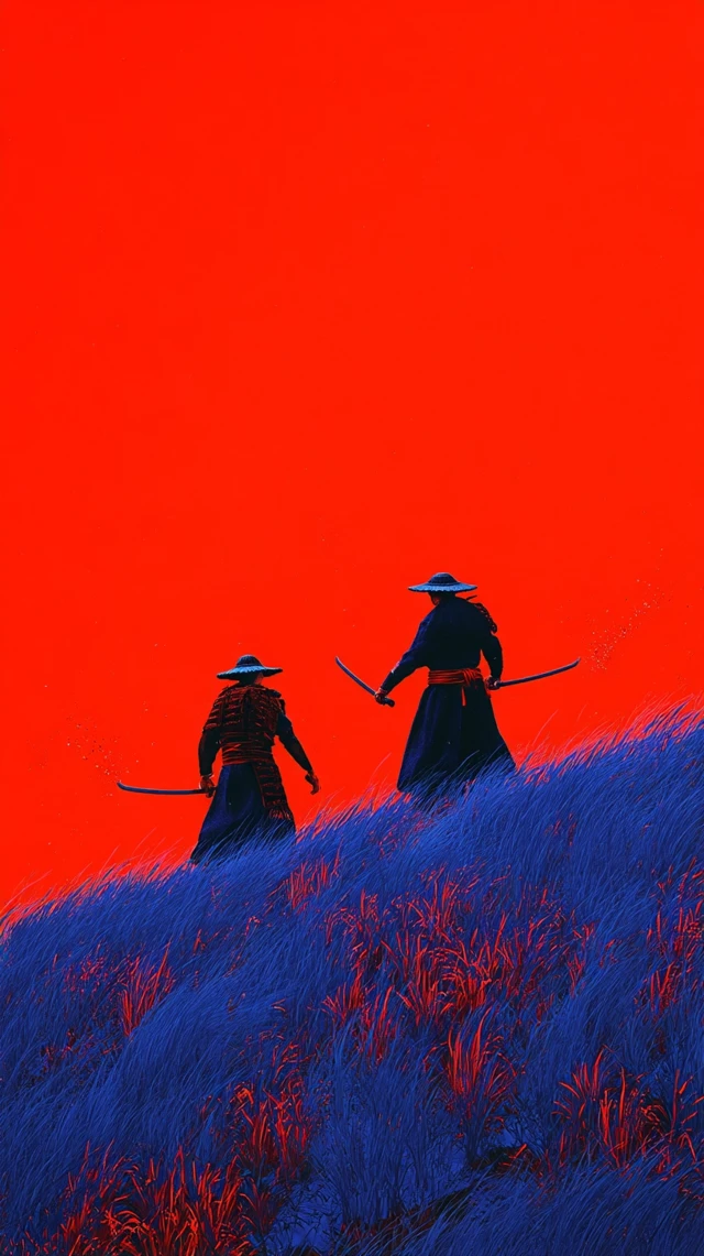 Samurai Duel in a Flowered Battlefield