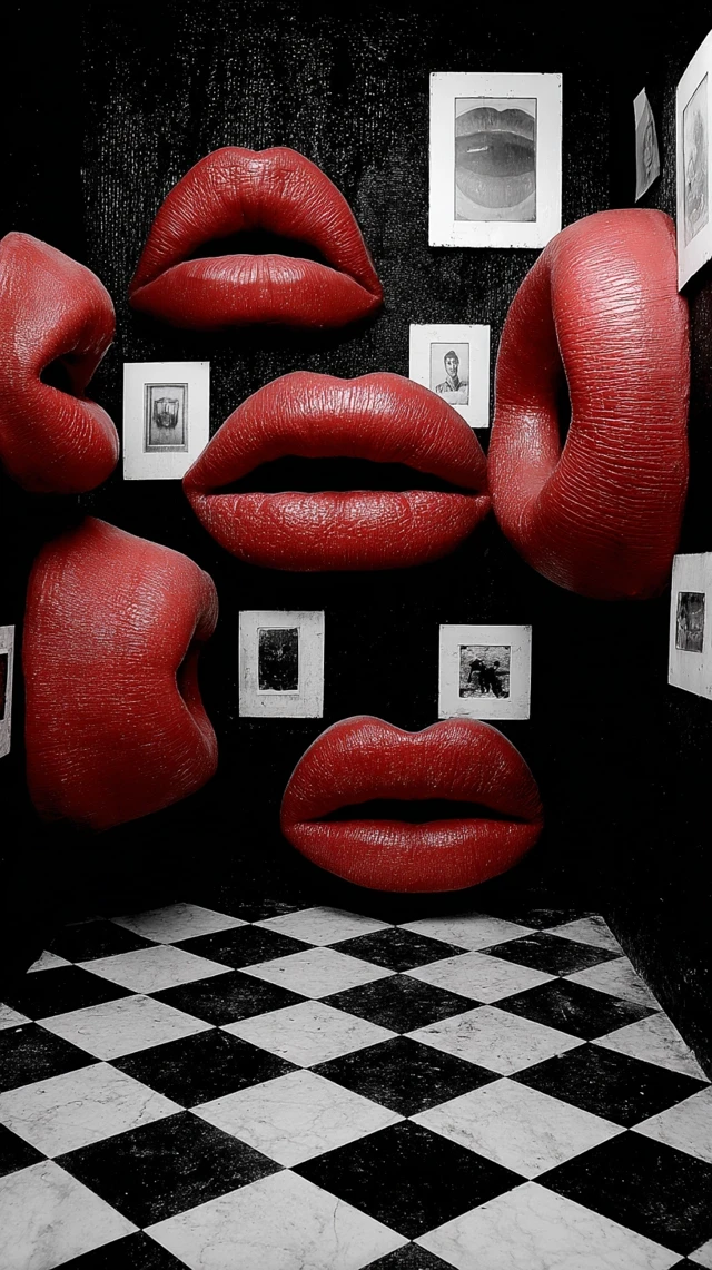 Surreal Room with Distorted Lips