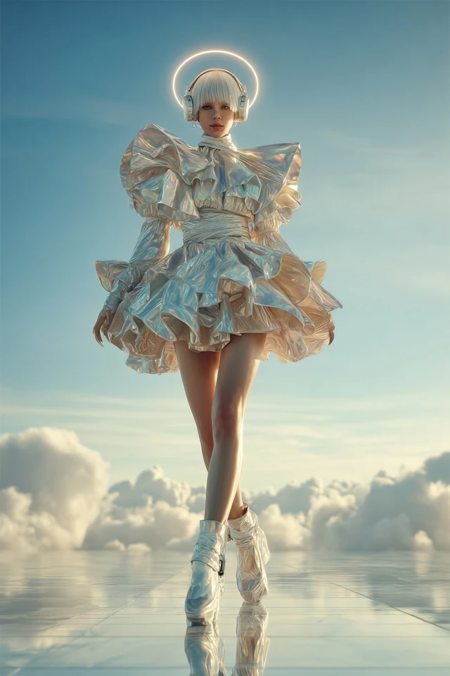 Futuristic Fashion Model in CyberVictorian Dream