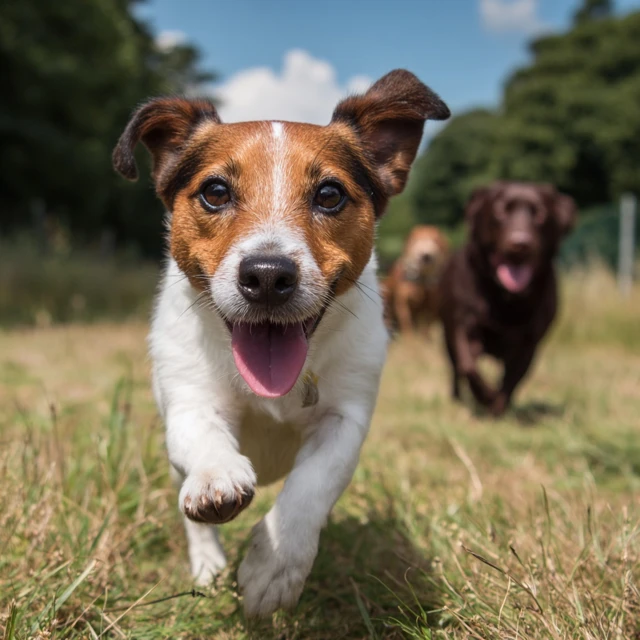 Happy Jack Russell Running in a Field