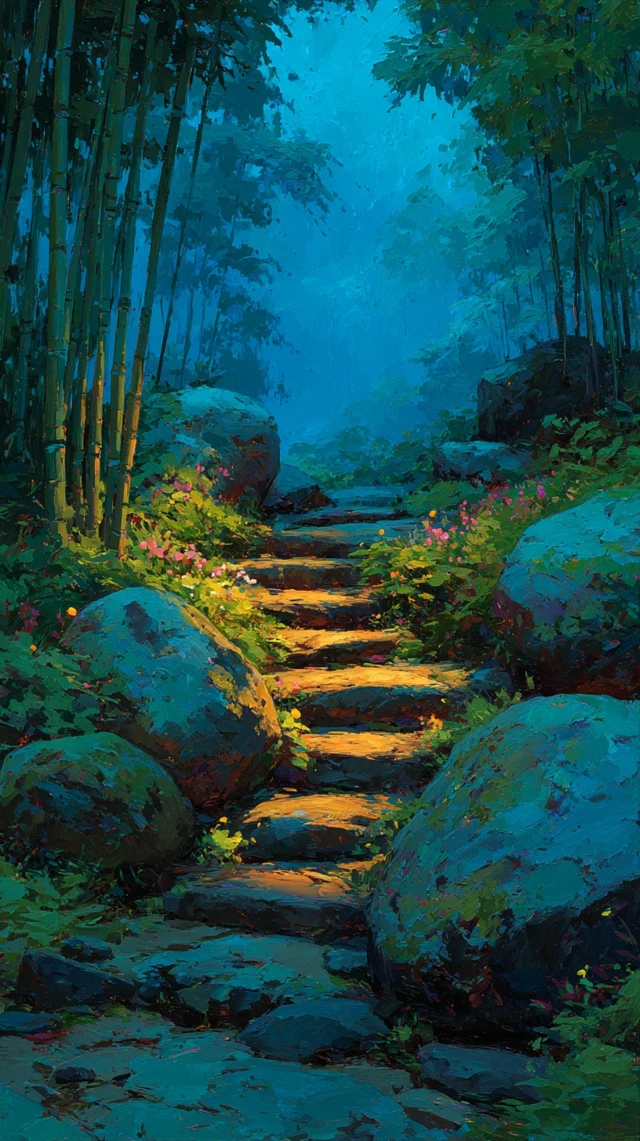 Ghibli Inspired Forest Path Anime Art