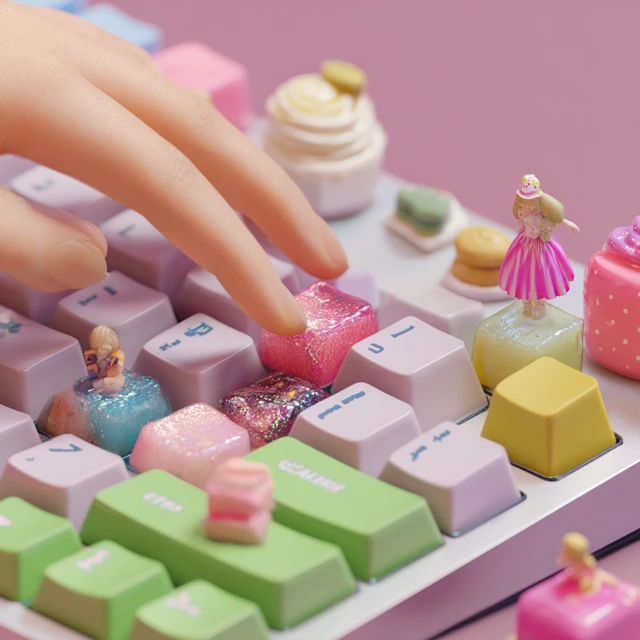 Cute Keycaps Keyboard with Slime Material