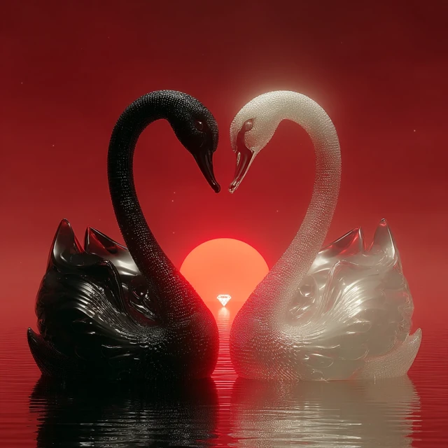 Swan Heart 3D Render Surreal Romance