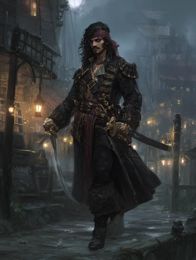 Mischievous Pirate Portrait: Night City Adventure