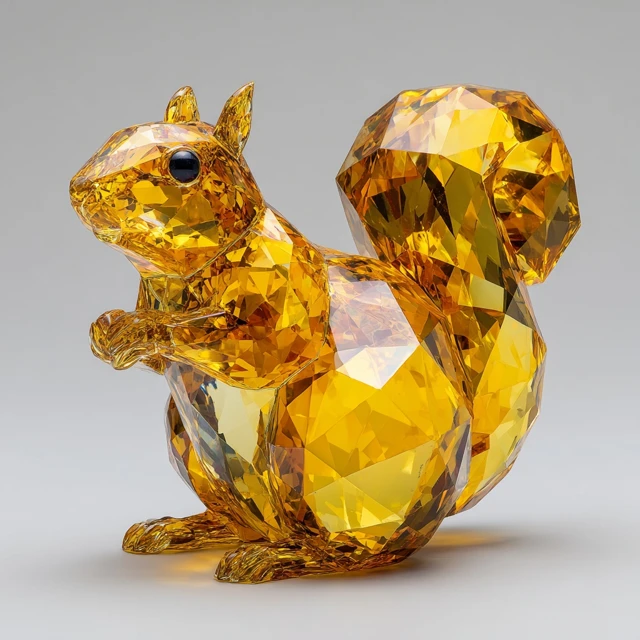 Yellow Diamond Squirrel Sculpture Art