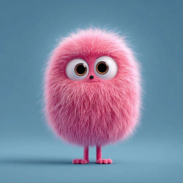 Cute Pink Furry Pixar Character