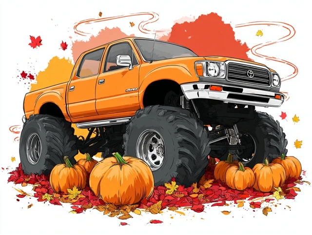 Autumn Monster Truck Pumpkin Illustration