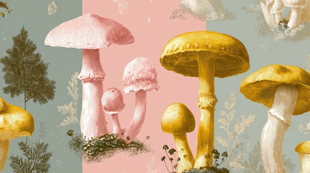 Pastel Mushroom Pattern Forest Ground Vector Art