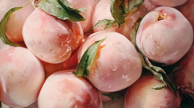 Peach Painting Close Up Pastel Pink Fruit
