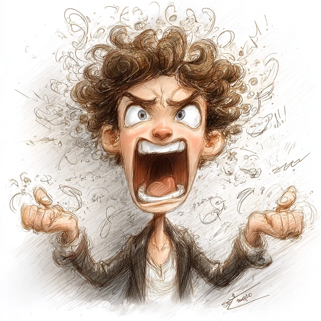 Stressed Out Person Caricature Illustration Art