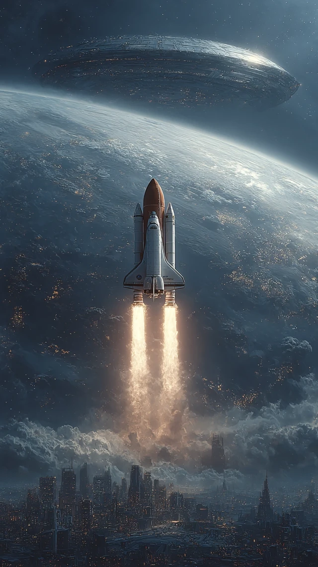 Space Shuttle and UFO Alliance in Space