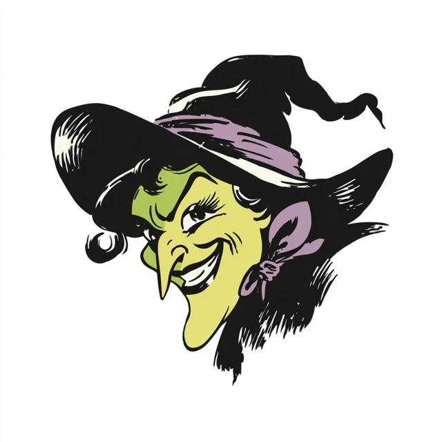 Vintage Witch Tattoo Illustration Retro Cartoon