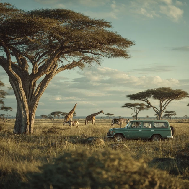 Serengeti Safari Wildlife Giraffes Zebras