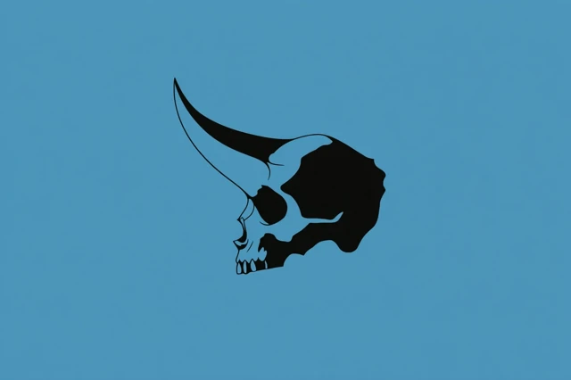 Minimalist Pirate Flag Design with Horned Skull
