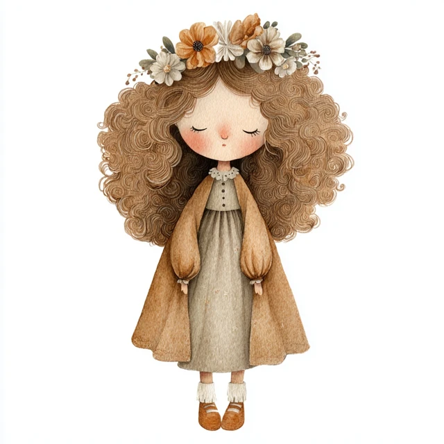 Cute Dreamy Rag Doll Watercolor Clipart