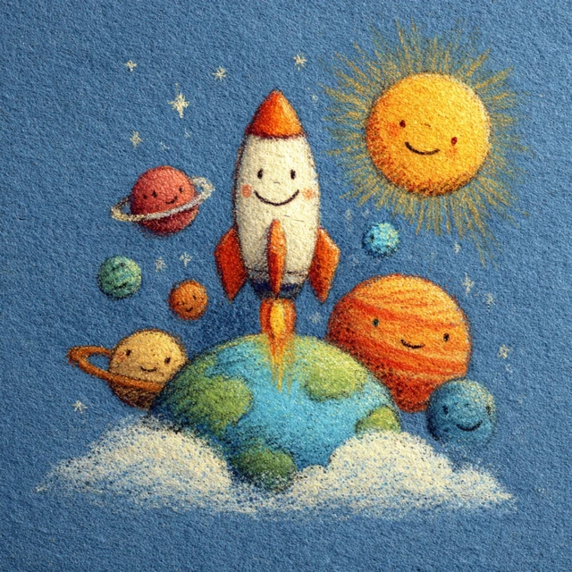 Happy Space Shuttle Cartoon Drawing