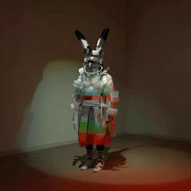 Abstract Sculpture of a Rabbit in a Room
