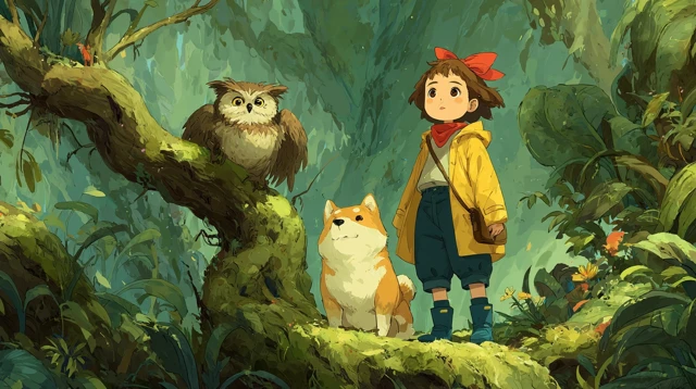 Magical Forest Scene Studio Ghibli Style
