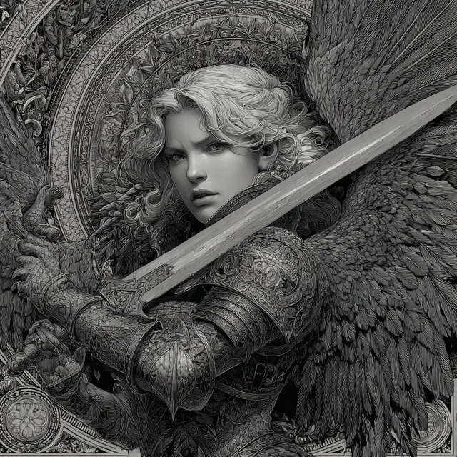Angel Warrior Illustration in Gustave Dore Style