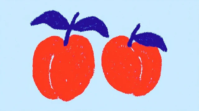 Peaches on a Blue Background Bright and Colorful Art