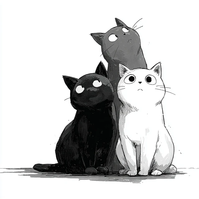 Cute Cat Illustration in SNOOPY Style