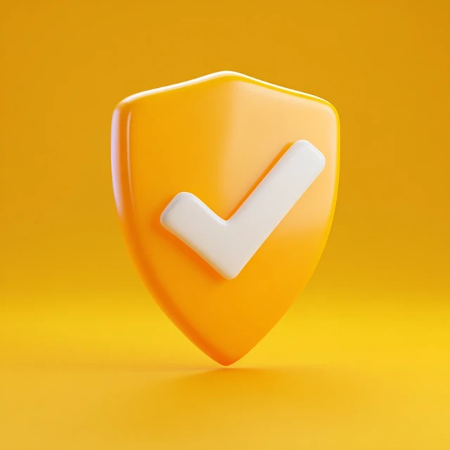 3D Shield Icon Checkmark Symbol Protection