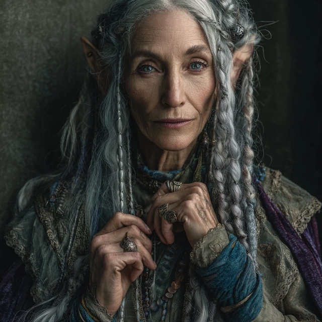 DandD Elf: Old, Wise, and Regal in Velvet and Lace