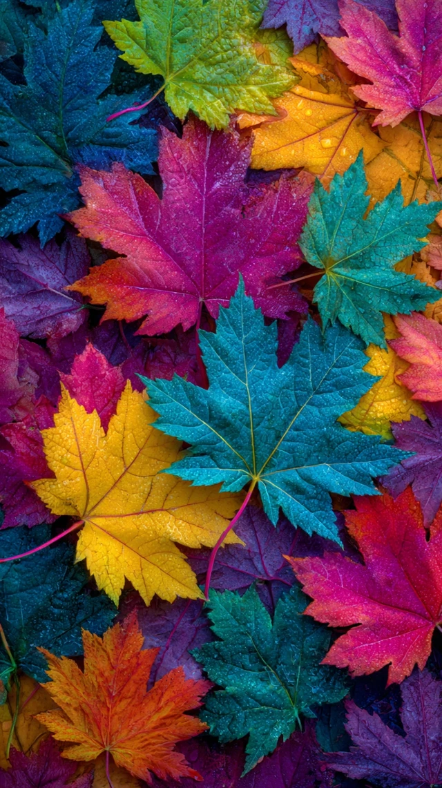 Colorful Autumn Maple Leaves Mosaic Pattern