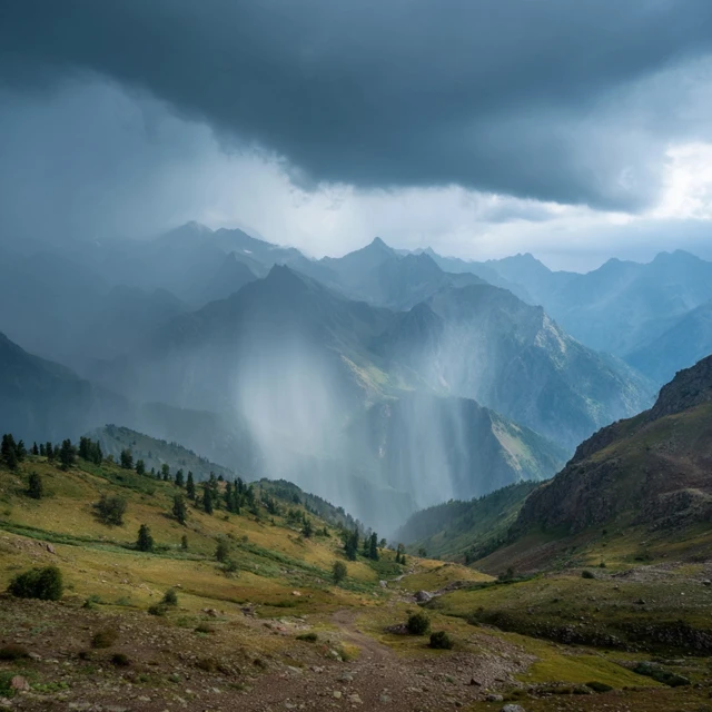 Mountains in a Downpour Dramatic Landscape