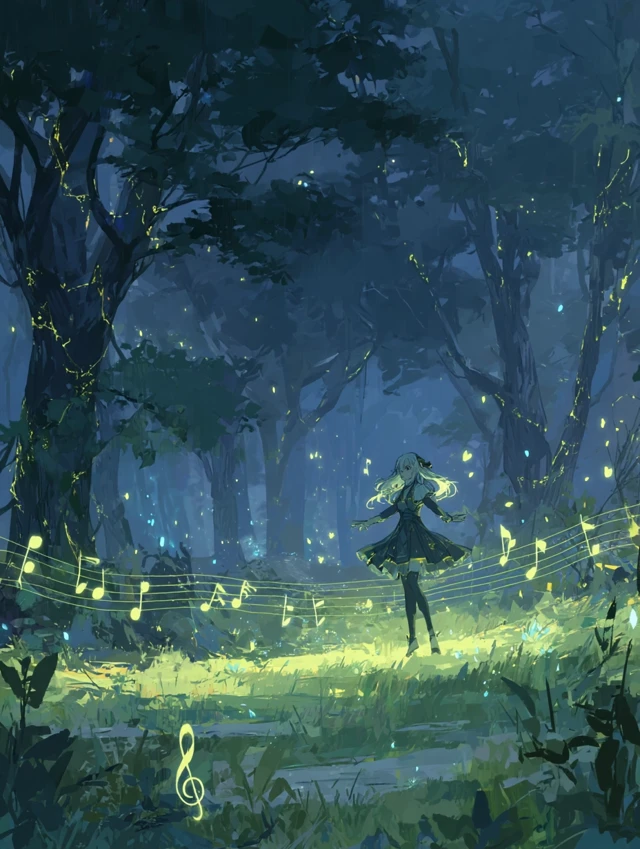 Magical Forest Clearing Anime Artwork