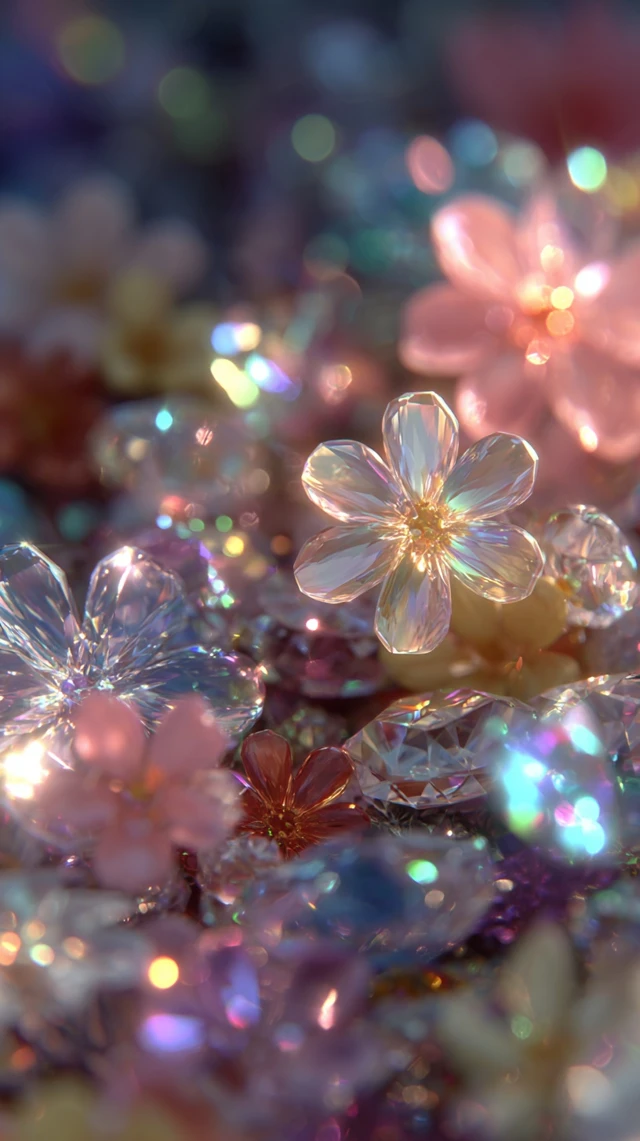 Dreamy Crystal Flower Field Sunrise