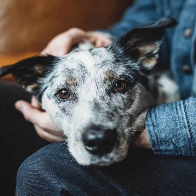 Dog Seeking Attention Resting Head in Owners Lap