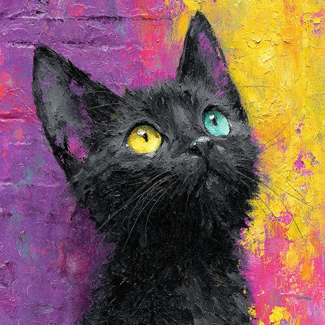 Kawaii Horror Kitten Impasto Art