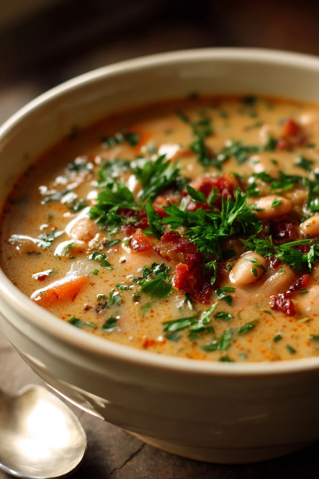 Hearty Creamy Bean Soup Delicious Food Photo