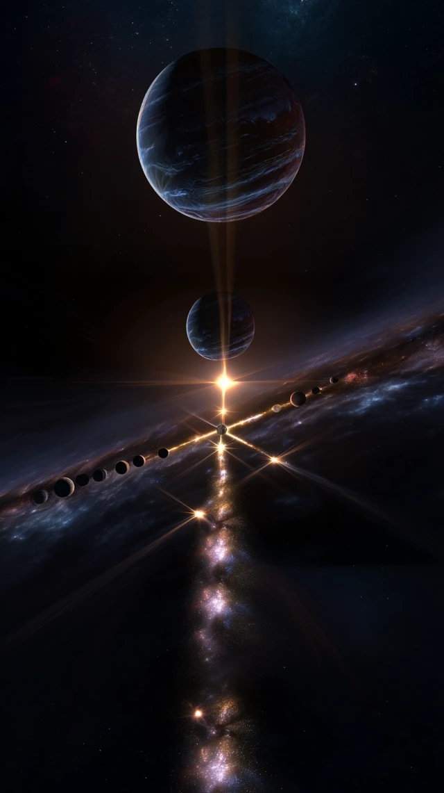 Cosmic Cross of Planets Space Wallpaper