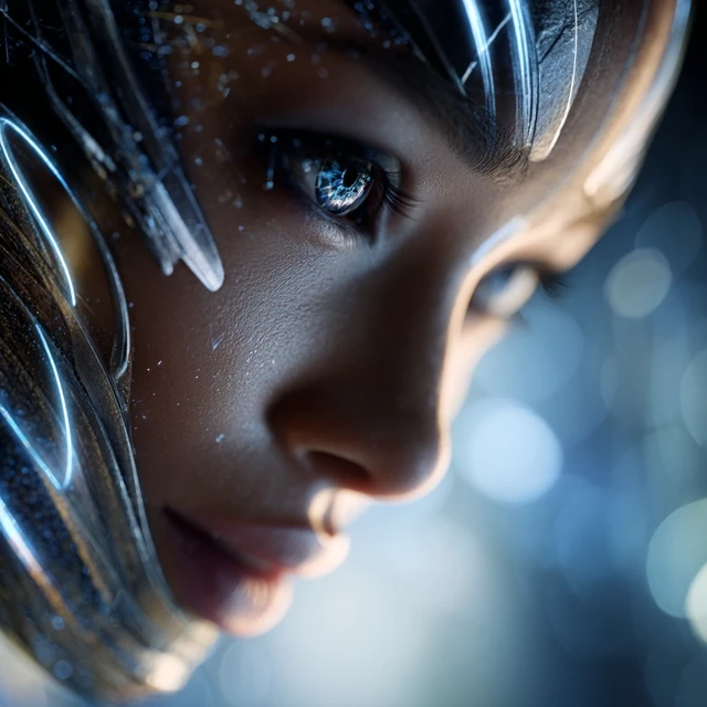 Futuristic AI Face Cybernetic Beauty