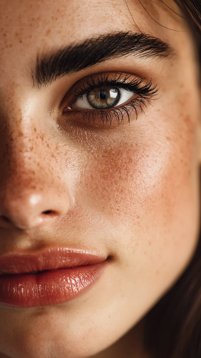 Beautiful Woman CloseUp Portrait Makeup Radiant Skin