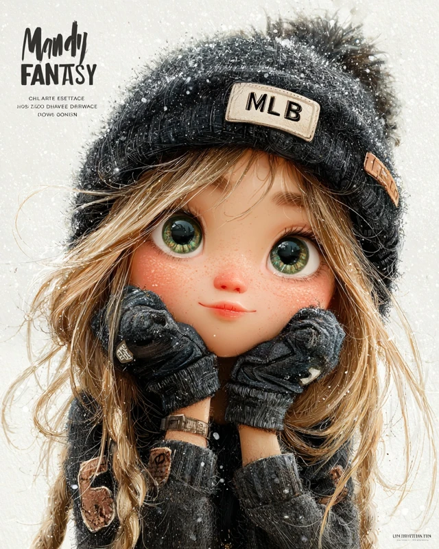Chibi Girl in Winter Hat and Gloves Art by Jessica Drossin