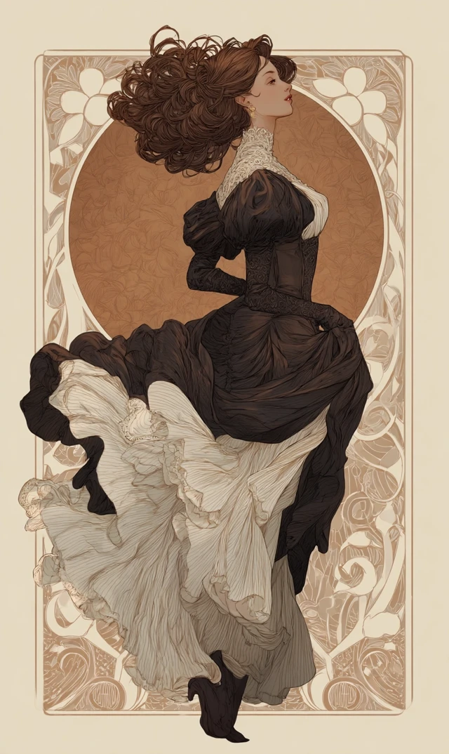Art Nouveau Victorian Lady Faceless Artwork