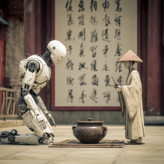 Robot and Qu Yuan A Cyberpunk Meeting