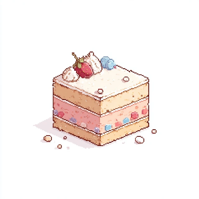 Pixel Art Cake Cute Design Soft Pastel Colors